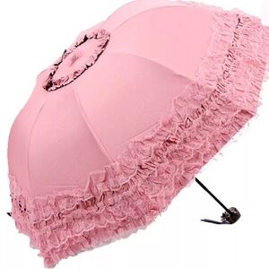 Pastel gothic Lolita purple unicorn umbrella parasol sun rain lace ruffle cute